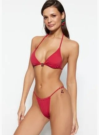 Fuchsia Triangle Accessorized Bikini Tops TBESS23BU00045