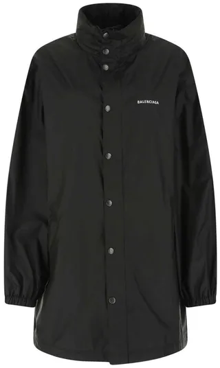 Balenciaga Logo Printed Oversized Rain Jacket