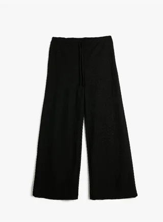 Tissued Wide Leg Elastic Waist Trousers