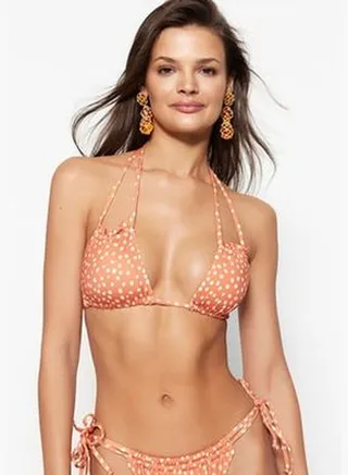 Polka Dot Triangle Tunnel Bikini Top TBESS23BU00206
