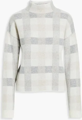 Checked cashmere turtleneck sweater