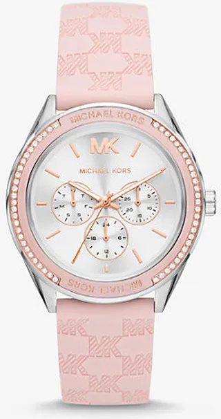 Oversized Jessa Silver-Tone and Embossed Silicone Watch