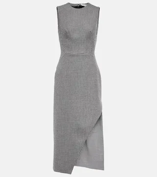 Houndstooth wool midi dress