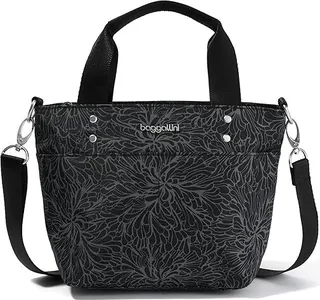 Baggallini Mini Carryall Tote (Midnight Blossom Print) Handbags