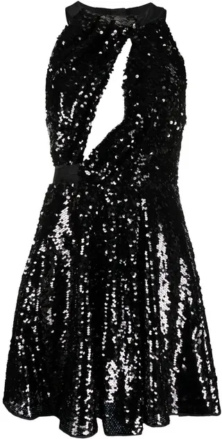 Sequin-Embellished Flared Dress