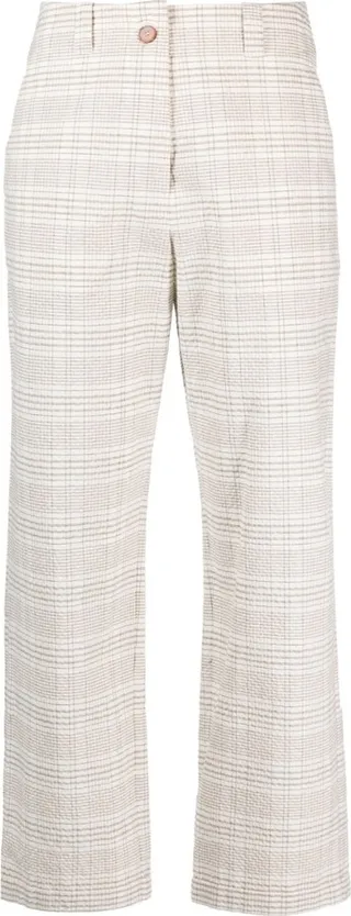 ALYSI- Straight Leg Checked Trousers