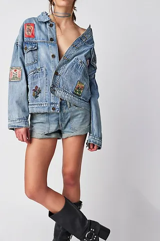 Profound Patchwork Denim Trucker Jacket by Profound at Free People