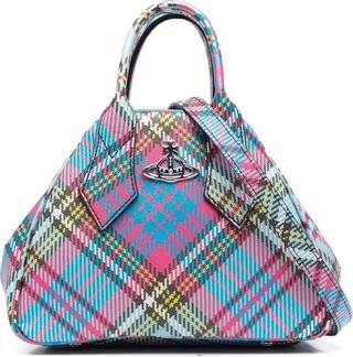 Yasmin small tartan tote bag