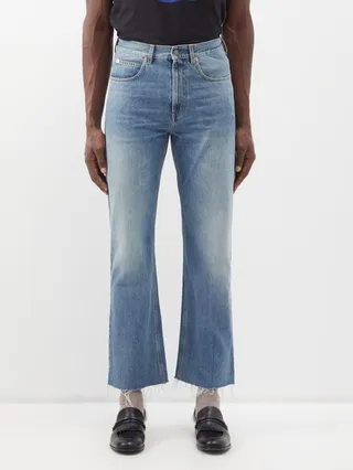 Frayed-hem Wide-leg Jeans