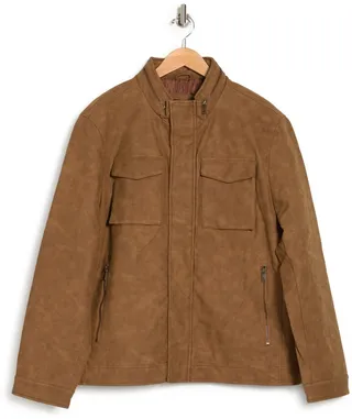 Faux Leather MIlitary Jacket
