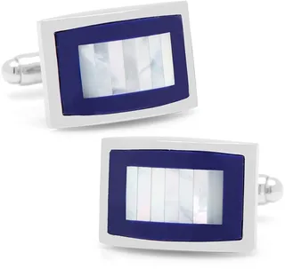 Rectangle Mother-of-Pearl & Lapis Cuff Links