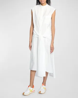 x Paula's Ibiza Button-Front Shirtdress with Knotted Waist