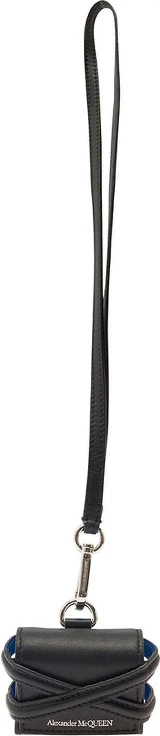 Black Airpods Pro Case With Harness Detail In Leather Man