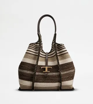 T Timeless Shopping Bag in Fabric and Leather Medium