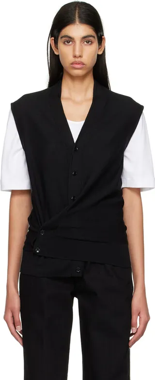 LEMAIRE Black Sleeveless Twisted Cardigan