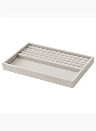 Velour Inner Box Partition for Acrylic Case, Ring Accessory, W 23.5 x D 15.5 x H 2.5 cm, L, Grey