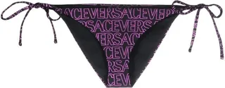 Black Logo Print Bikini Bottoms
