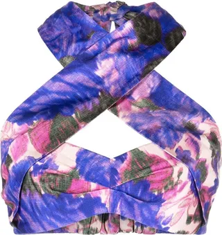 High Tide abstract-print cropped halter top