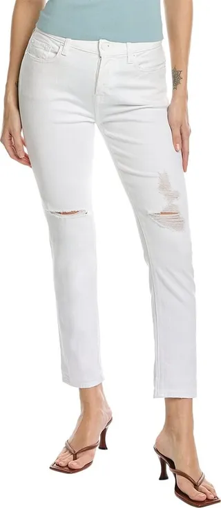 7 For All Mankind Josefina Broken Twill White Feminine Boyfriend Jean