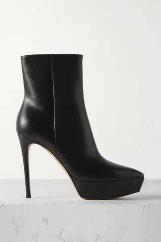 Gianvito Rossi - Dasha 85 Leather Platform Ankle Boots - Black