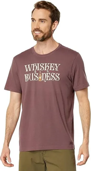 Life is Good Whiskey Business Bottle Short Sleeve Crusher-Lite Tee (Mahogany Brown) Men's T Shirt