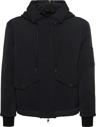 Utility hooded bomber jacket