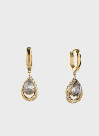 Crystal Drop Huggies Earrings