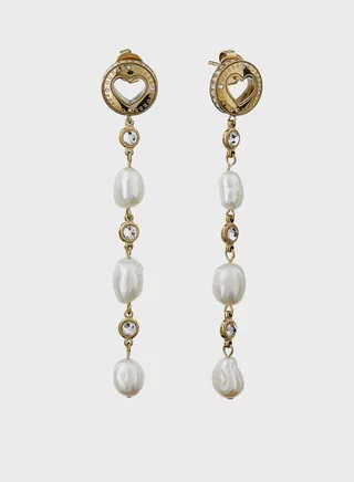 Pearl Heart Pendant Earrings