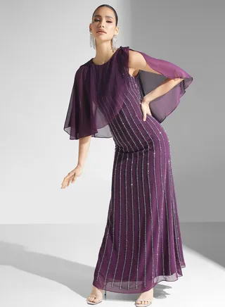 Flared Sleeve Cut Out Back Dress