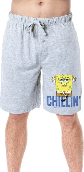 Nickelodeon SpongeBob SquarePants Mens' Chillin' Sleep Pajama Shorts (XX-Large) Grey
