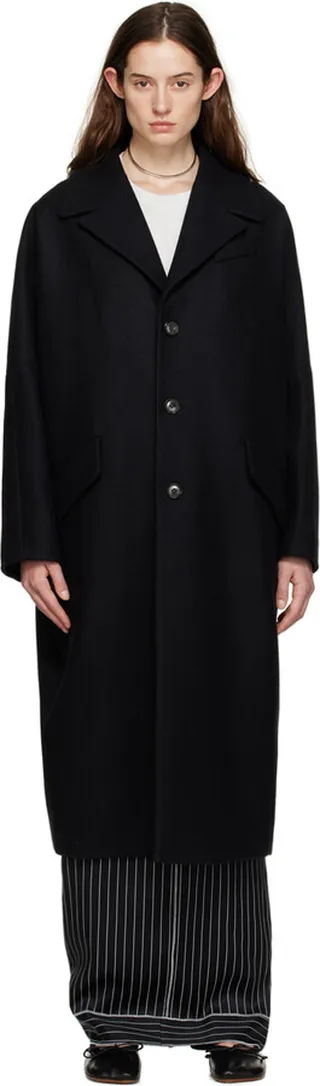 MM6 Maison Margiela Black Single-Breasted Coat