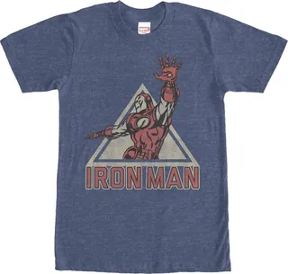 Men's Marvel Triangle Iron Man T-Shirt - Navy Blue Heather - Large