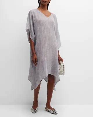 Handkerchief Kimono-Sleeve Linen Caftan