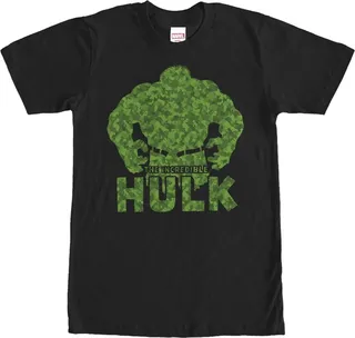 Men's Marvel Hulk Camo Print T-Shirt - Black - Large