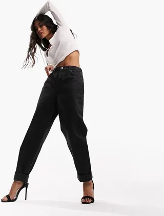 ASOS DESIGN relaxed mom jeans in black