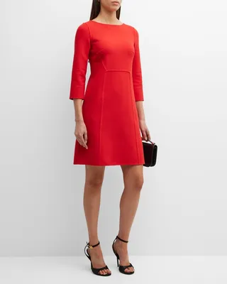 Bracelet-Sleeve H-line Paneled Mini Dress
