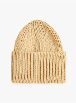 Rib-Knit Beanie with Wide Foldover Cuff