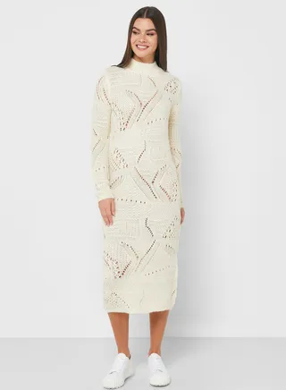 High Neck Knitted Dress