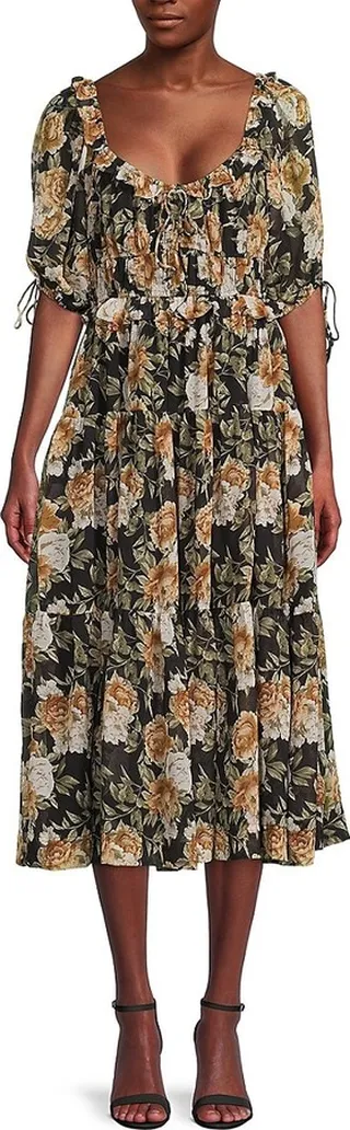 Floral Tiered Midi Dress