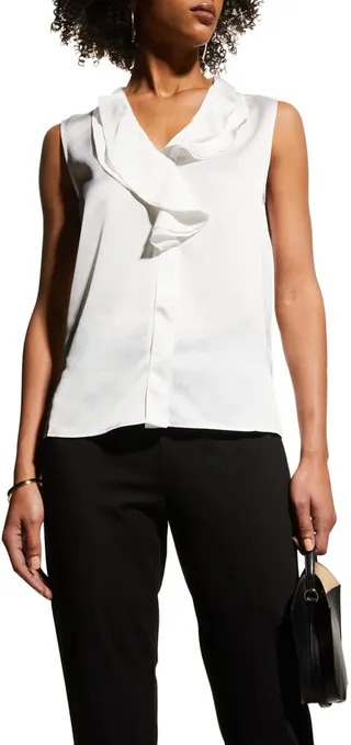 Waterfall Ruffle Crepe De Chine Blouse