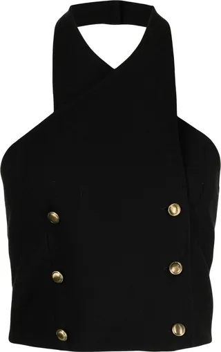 Double-Breasted Halterneck Top