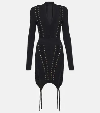 Lace-up knit minidress
