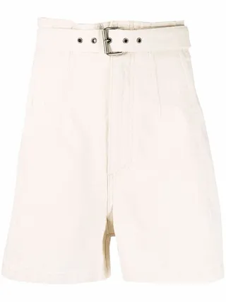 Belted Denim Shorts