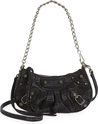 Le Cagole Denim Logo Shoulder Bag