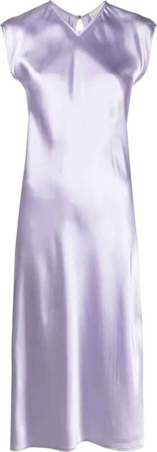V-neck satin midi dress