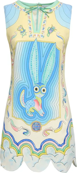 Cady printed scallop hem mini dress