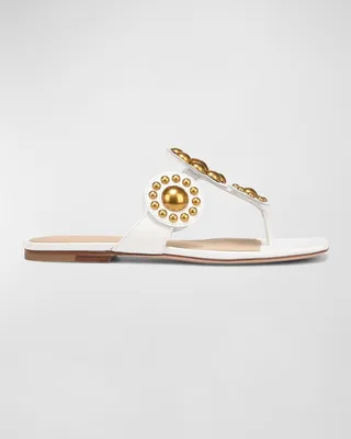 Minari Beaded Circle Thong Sandals