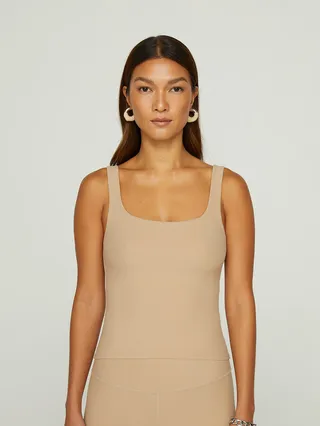 Wide Scoop Bra Tank in Melt - Sandy Tan