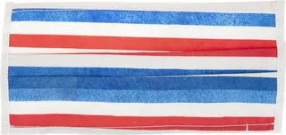 White Face Mask With Red And Blue Stripes