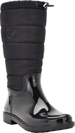 Calvin Klein Women's Siston Pull-on Lug Sole Logo Cold Weather Rain Boots Women's Shoes